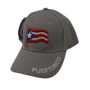 Puerto Rico Baseball Cap Hat Gray Red White Blue Adjustable